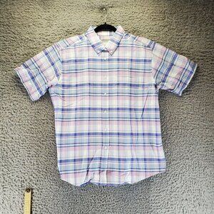 Cabin Creek Shirt Womens 16 Blue & Pink Plaid Wrinkle Free Short Sleeve *NWOT*